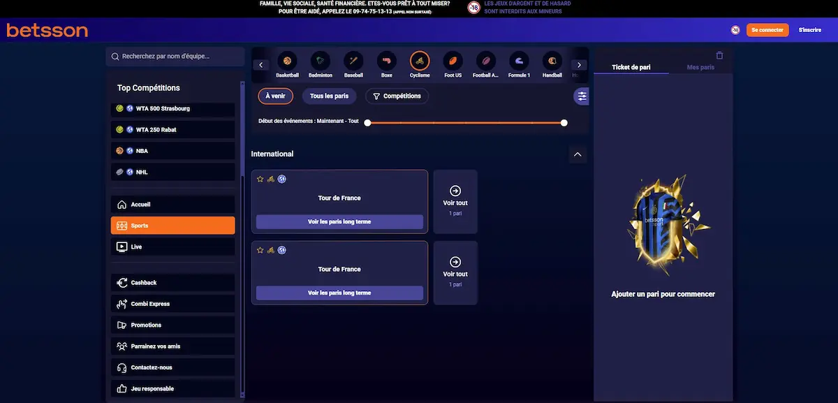 Interface Betsson Tour de France