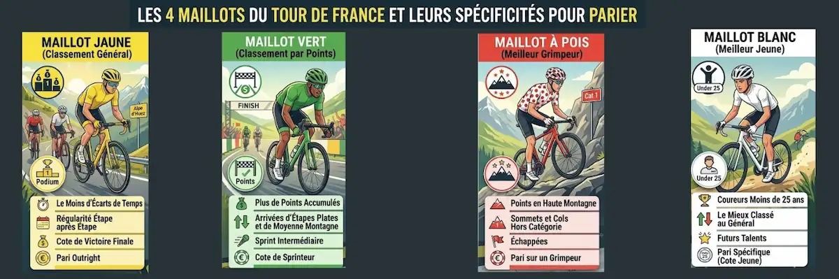 Les 4 maillots du Tour de France