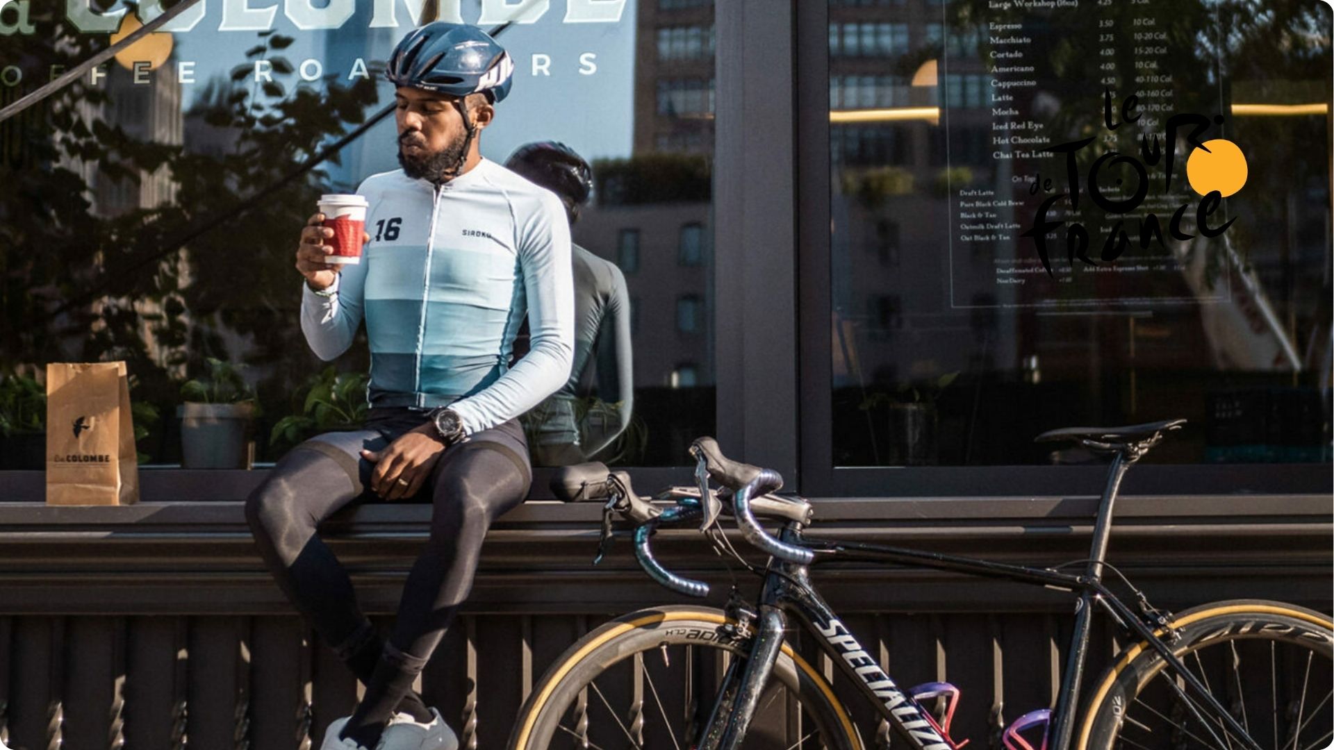 Cycliste et café