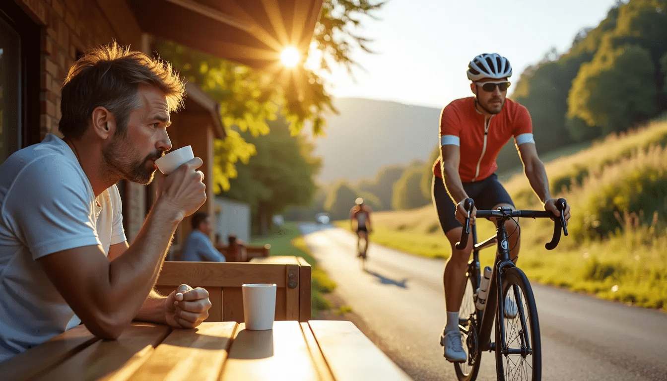 Les cyclistes et le café