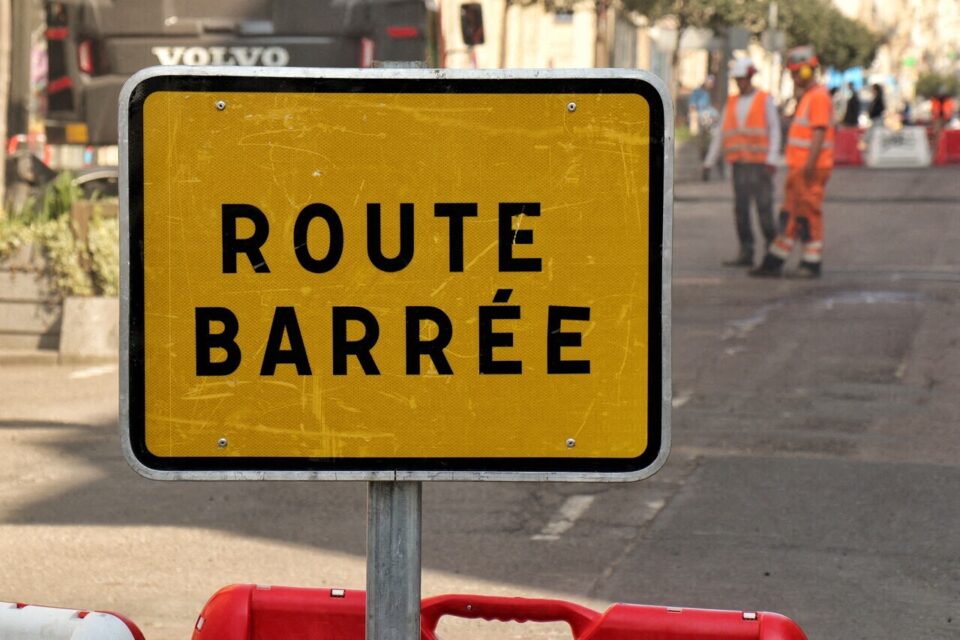Route barrée à Rouen